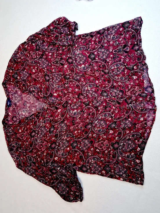 Reitmans Burgundy Paisley Button-Front Blouse - Picture 3 of 6